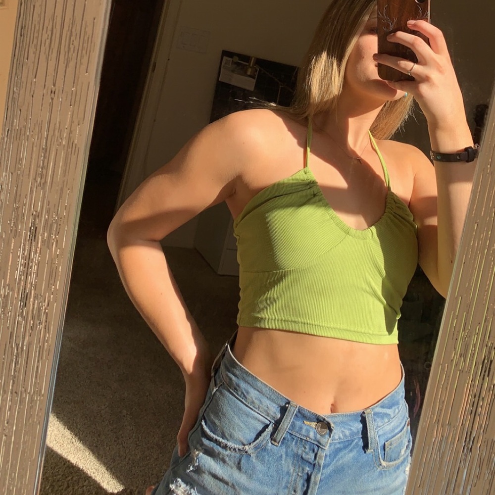 Green Neck tie Crop Top